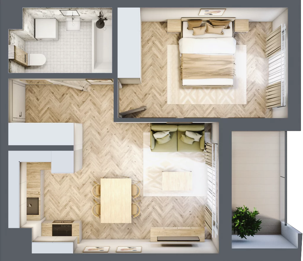 2 pokoje, mieszkanie 41,72 m², piętro 9, oferta nr F69, Panorama Struga, Radom, Śródmieście, ul. Andrzeja Struga 60