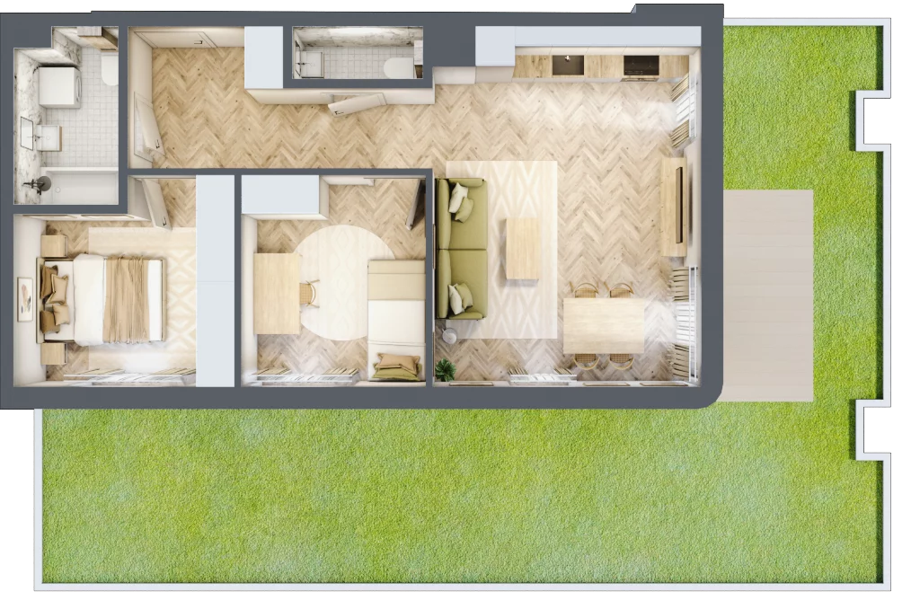 3 pokoje, mieszkanie 56,76 m², parter, oferta nr B4M2, Plaza City, Częstochowa, Częstochówka-Parkitka, ul. Łódzka