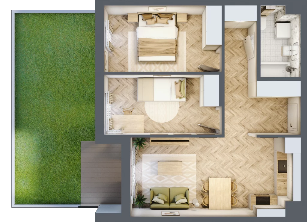 3 pokoje, mieszkanie 55,61 m², parter, oferta nr B4M4, Plaza City, Częstochowa, Częstochówka-Parkitka, ul. Łódzka