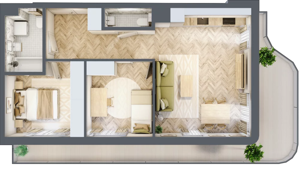 3 pokoje, mieszkanie 56,77 m², piętro 1, oferta nr B4M8, Plaza City, Częstochowa, Częstochówka-Parkitka, ul. Łódzka