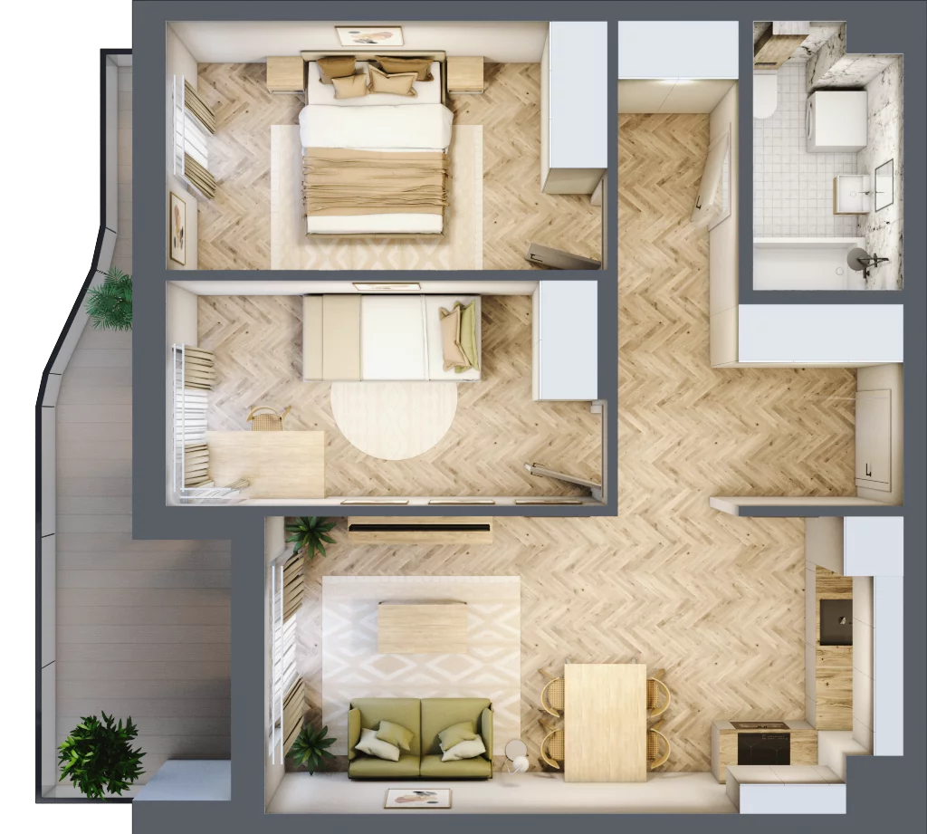 3 pokoje, mieszkanie 55,61 m², piętro 1, oferta nr B4M10, Plaza City, Częstochowa, Częstochówka-Parkitka, ul. Łódzka