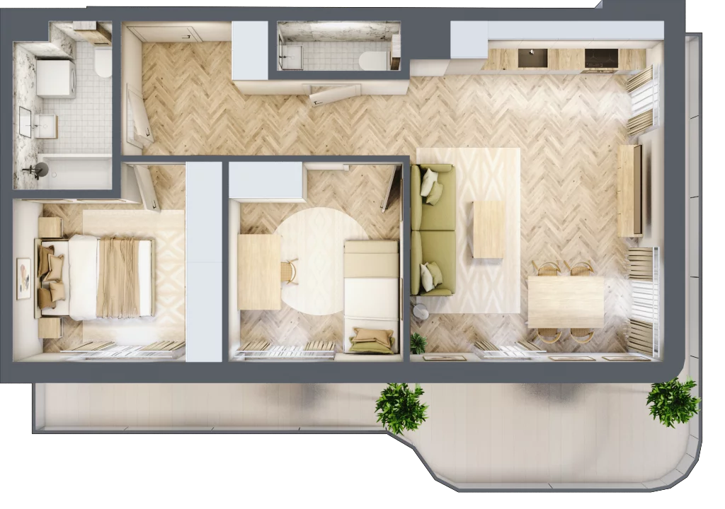 3 pokoje, mieszkanie 56,77 m², piętro 2, oferta nr B4M14, Plaza City, Częstochowa, Częstochówka-Parkitka, ul. Łódzka
