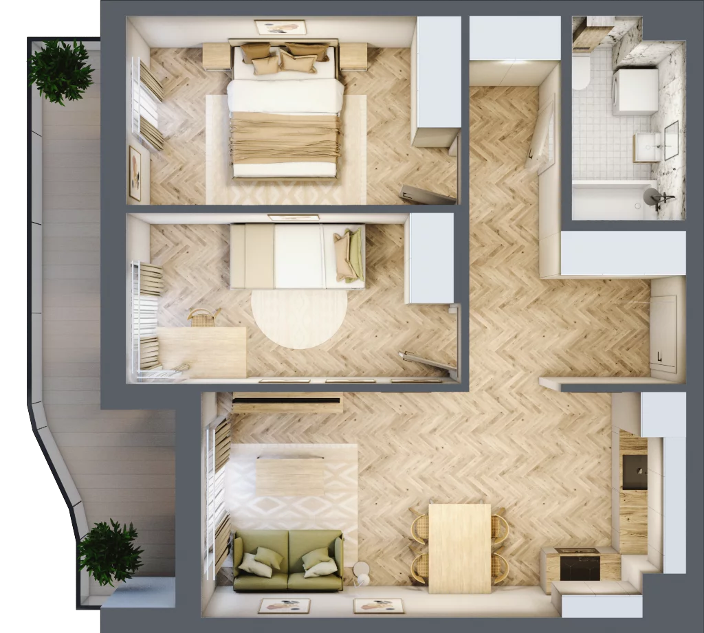 3 pokoje, mieszkanie 55,61 m², piętro 2, oferta nr B4M16, Plaza City, Częstochowa, Częstochówka-Parkitka, ul. Łódzka