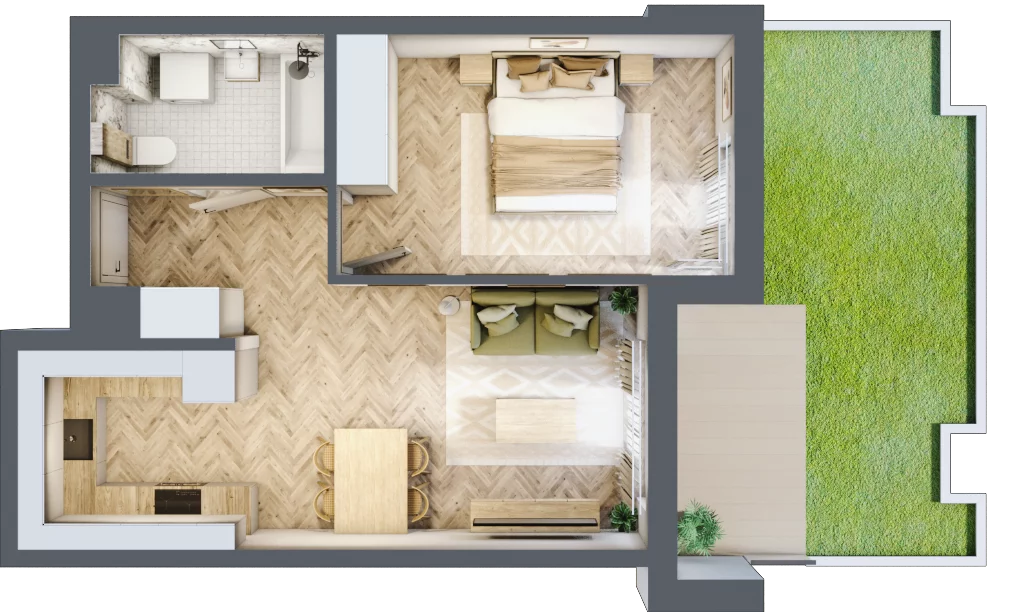 2 pokoje, mieszkanie 42,12 m², parter, oferta nr B5M2, Plaza City, Częstochowa, Częstochówka-Parkitka, ul. Łódzka