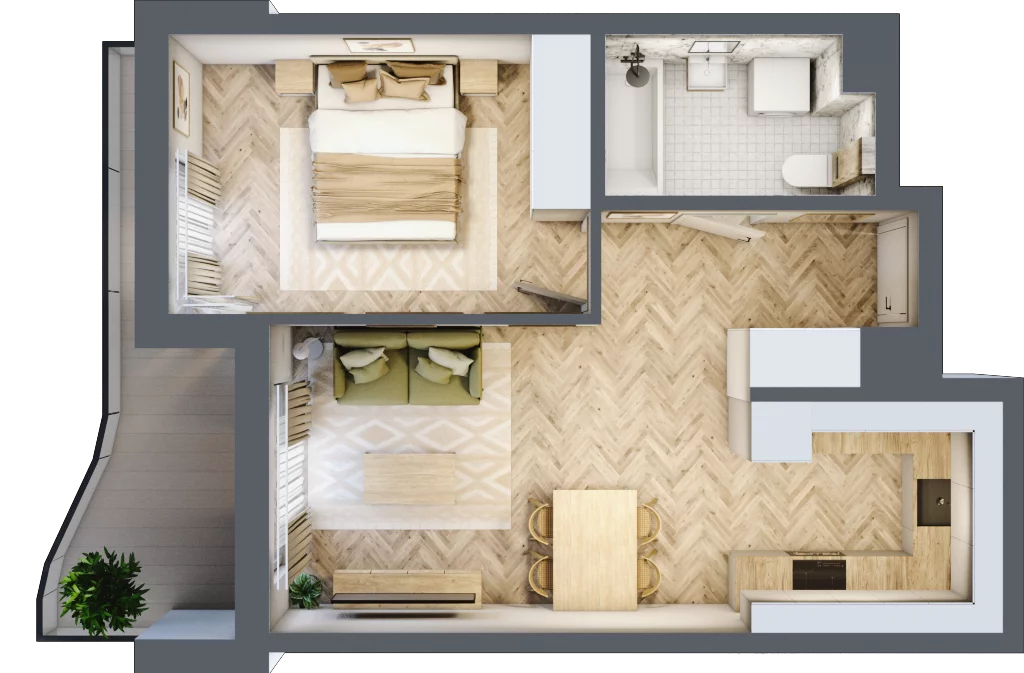 2 pokoje, mieszkanie 41,48 m², piętro 4, oferta nr B5M23, Plaza City, Częstochowa, Częstochówka-Parkitka, ul. Łódzka