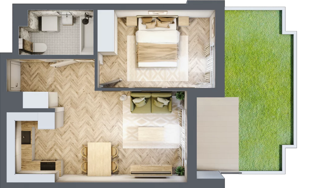 2 pokoje, mieszkanie 40,73 m², parter, oferta nr B6M1, Plaza City, Częstochowa, Częstochówka-Parkitka, ul. Łódzka