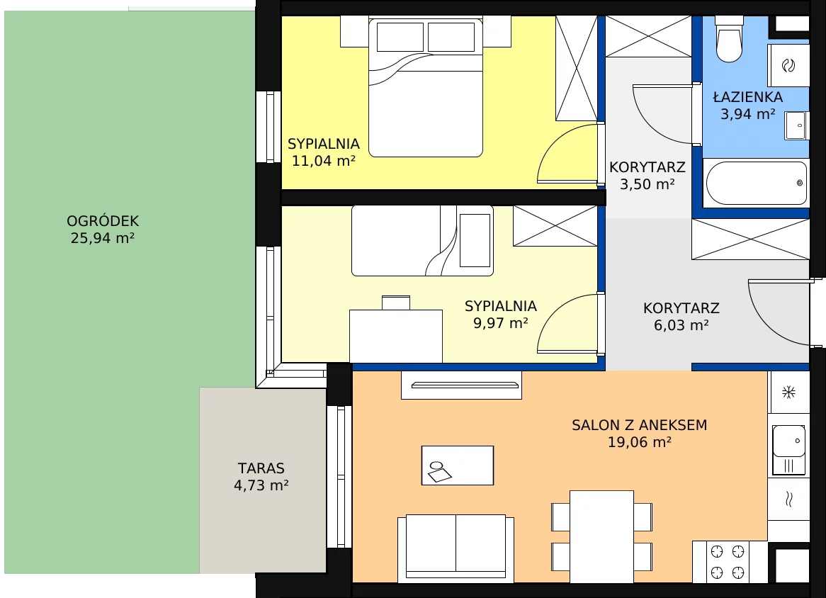 Zalety mieszkania 54.82 m², B6M5