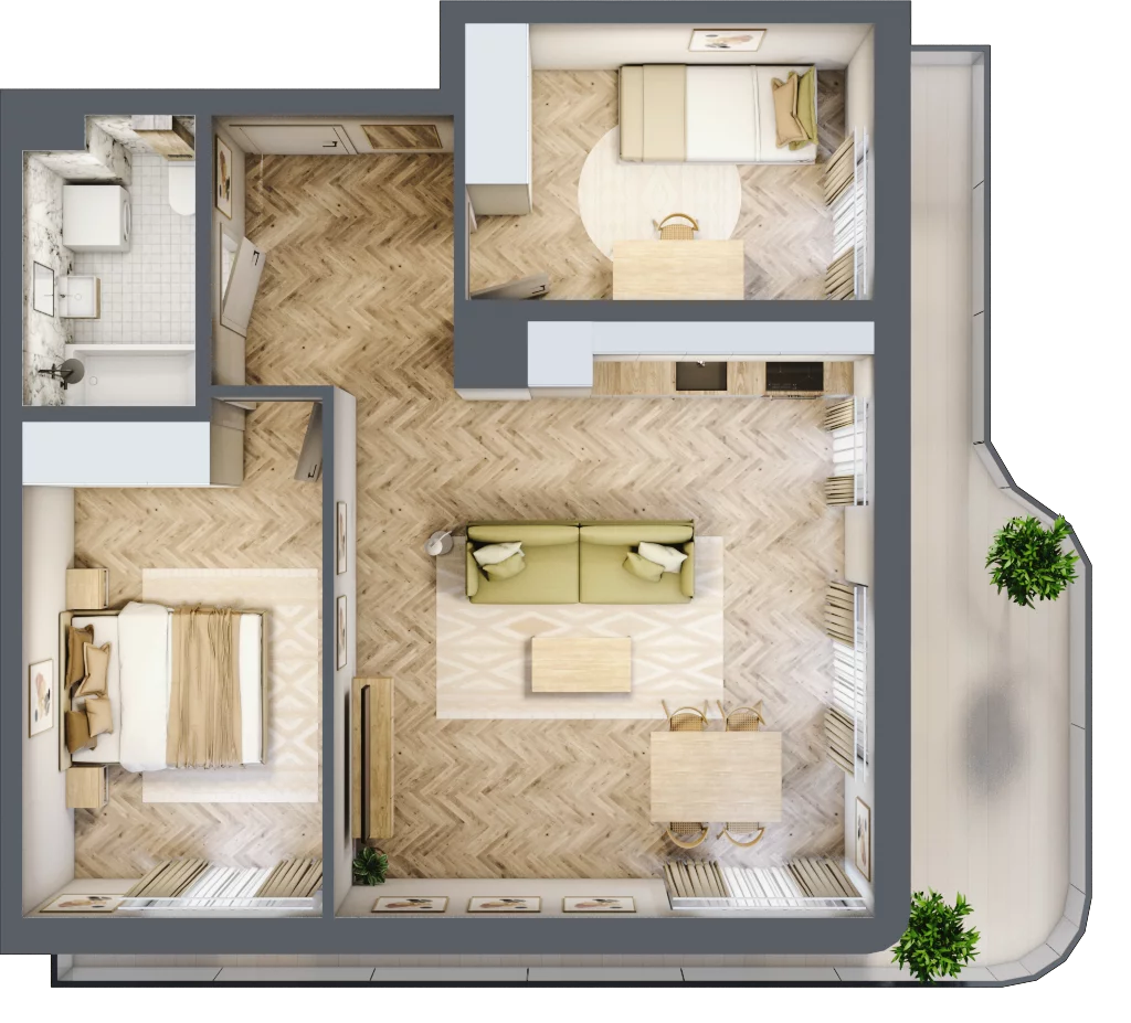 3 pokoje, mieszkanie 60,17 m², piętro 1, oferta nr B6M20, Plaza City, Częstochowa, Częstochówka-Parkitka, ul. Łódzka