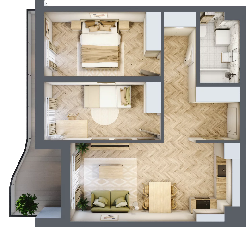 3 pokoje, mieszkanie 54,82 m², piętro 2, oferta nr B6M26, Plaza City, Częstochowa, Częstochówka-Parkitka, ul. Łódzka