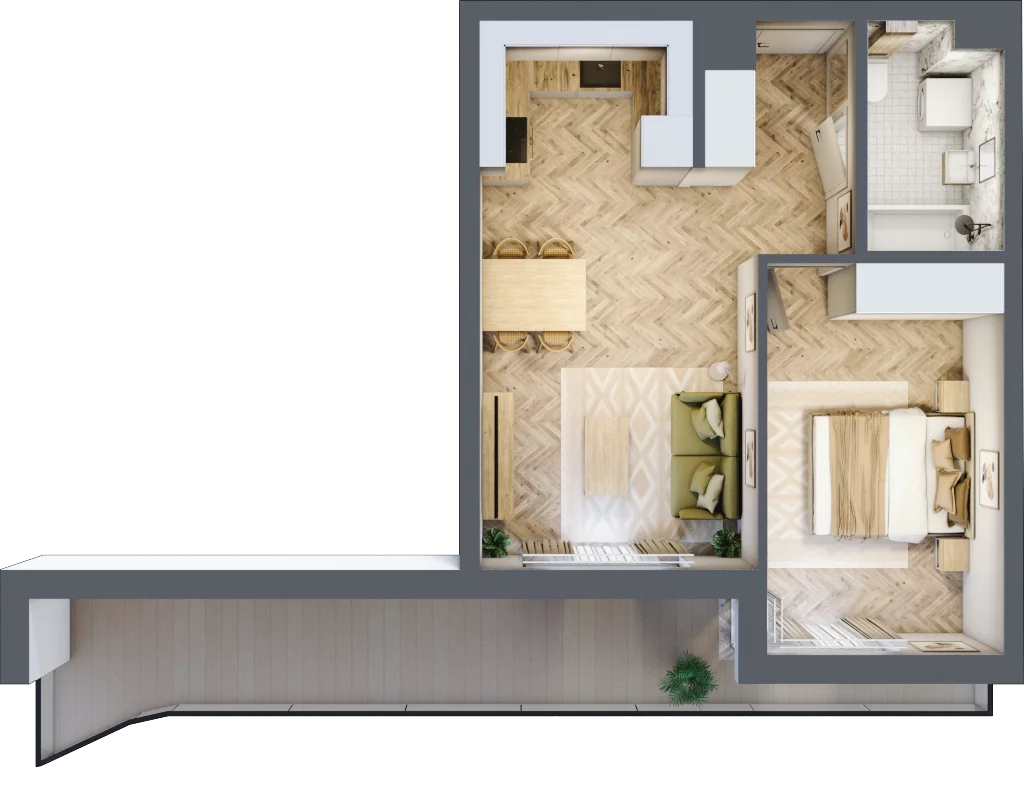 2 pokoje, mieszkanie 41,47 m², piętro 3, oferta nr B6M42, Plaza City, Częstochowa, Częstochówka-Parkitka, ul. Łódzka