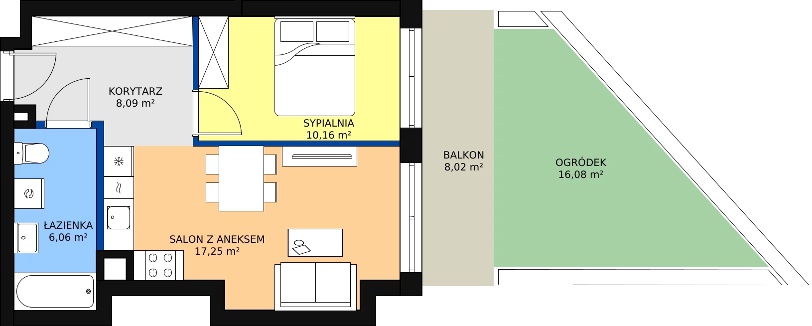 Zalety mieszkania 42.87 m², M003