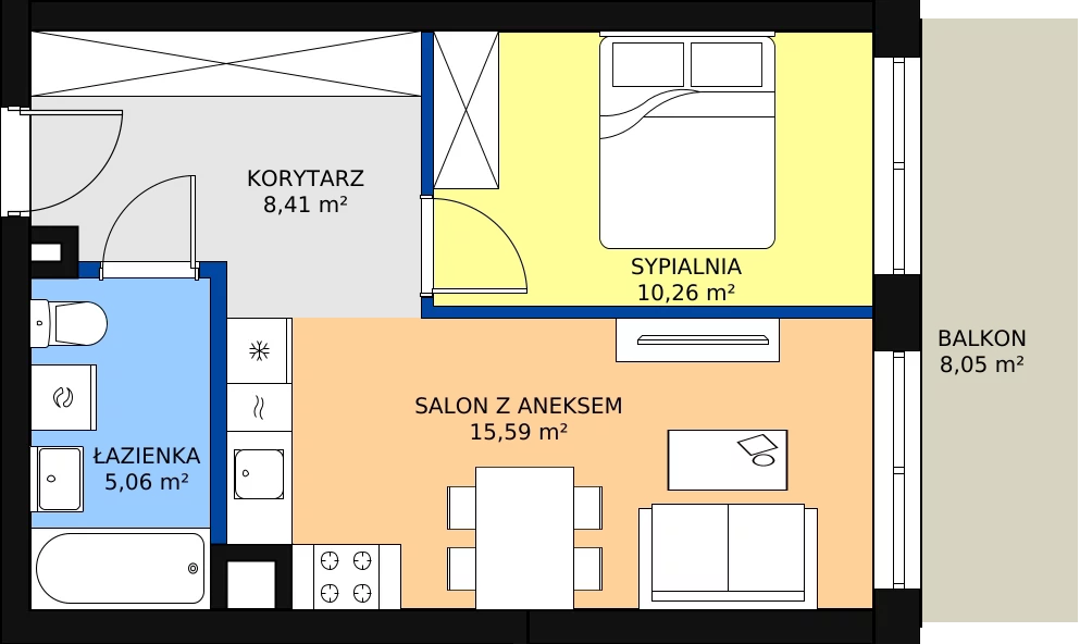 Zalety mieszkania 40.63 m², M004