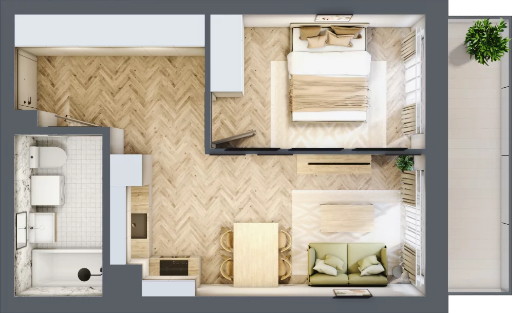 2 pokoje, mieszkanie 40,63 m², parter, oferta nr M004, ULTRADOM, Radom, Gołębiów, ul. Gołębiowska