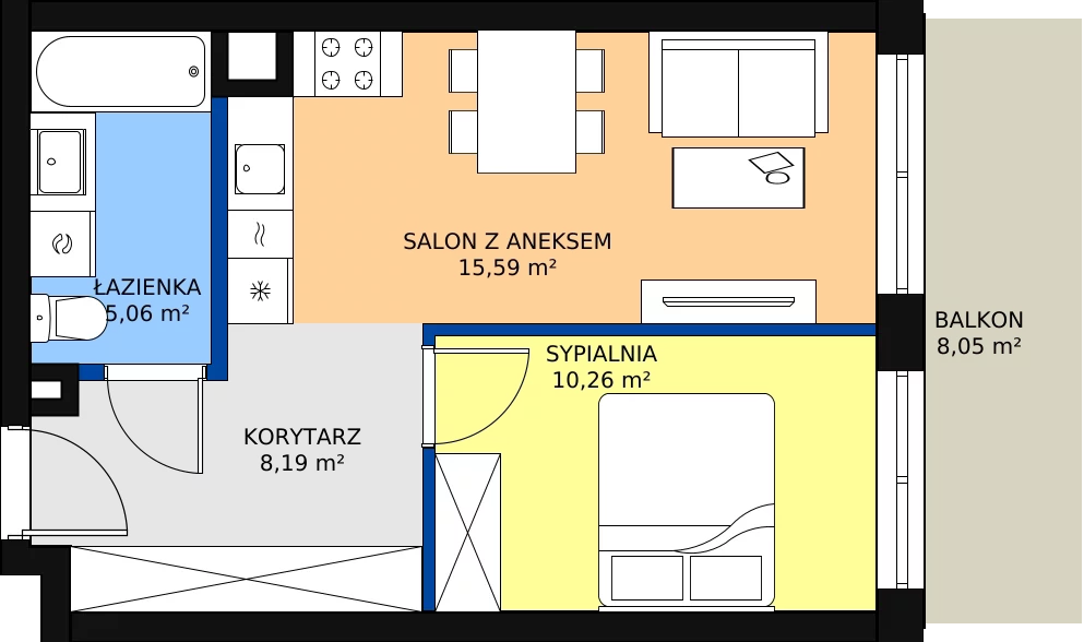Zalety mieszkania 40.41 m², M019