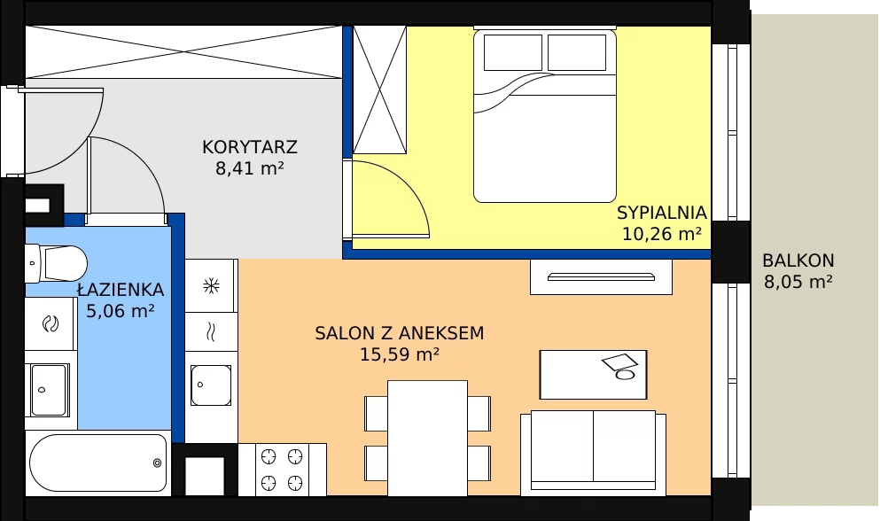 Zalety mieszkania 40.63 m², M023