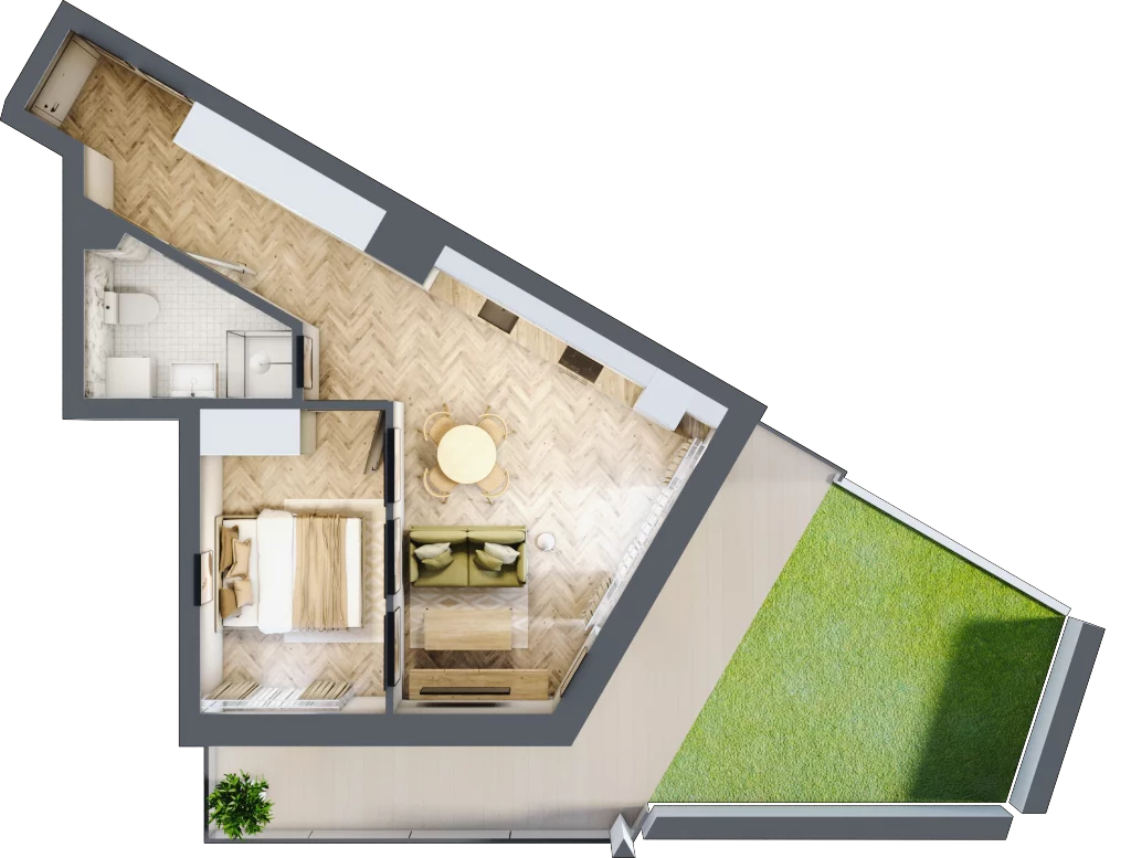 2 pokoje, mieszkanie 42,99 m², parter, oferta nr M025, ULTRADOM, Radom, Gołębiów, ul. Gołębiowska