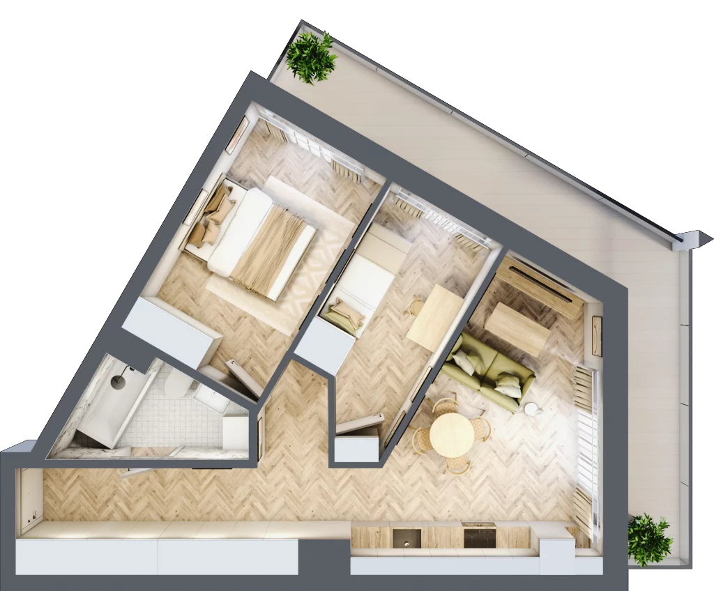 3 pokoje, mieszkanie 54,96 m², piętro 1, oferta nr M026A, ULTRADOM, Radom, Gołębiów, ul. Gołębiowska