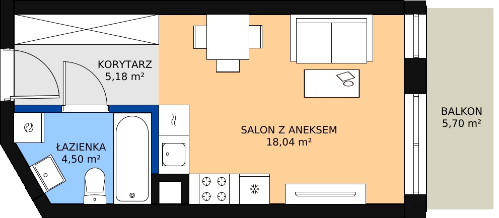 Zalety mieszkania 28.34 m², M027