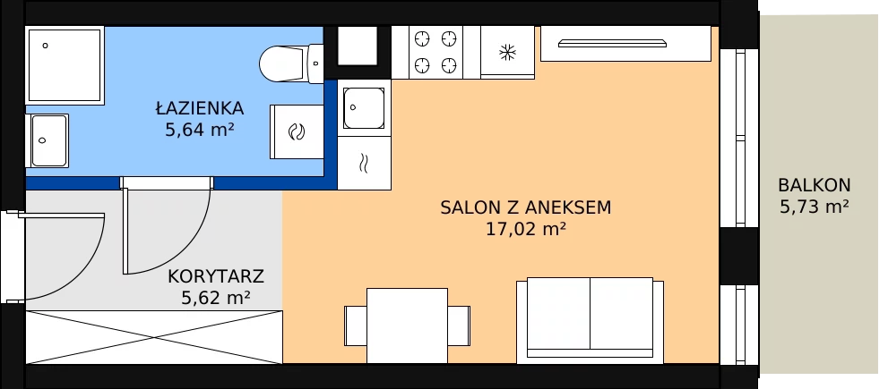 Zalety mieszkania 28.96 m², M028