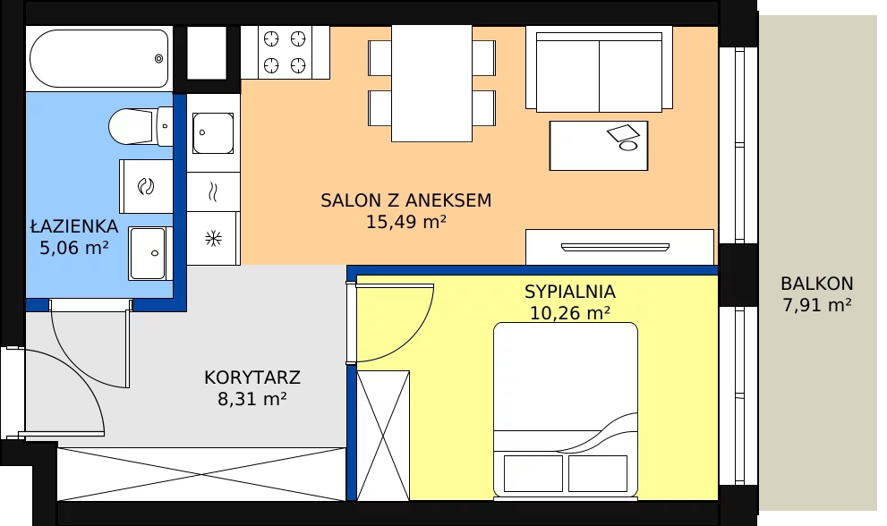 Zalety mieszkania 40.47 m², M030