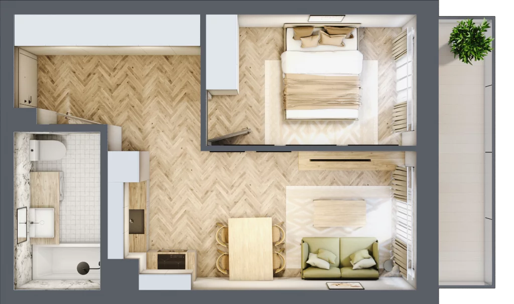 2 pokoje, mieszkanie 40,63 m², piętro 1, oferta nr M031, ULTRADOM, Radom, Gołębiów, ul. Gołębiowska