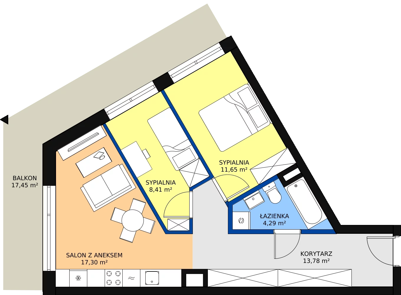 Zalety mieszkania 57.68 m², M034A