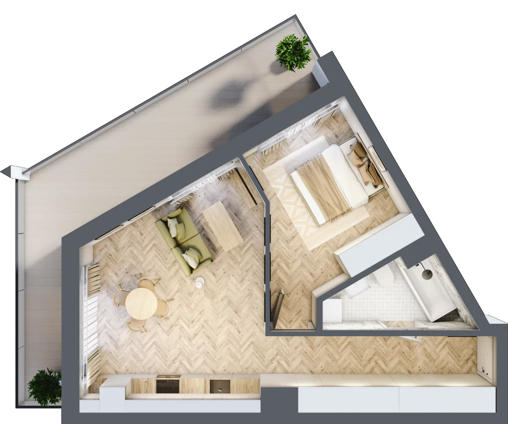 2 pokoje, mieszkanie 50,43 m², piętro 1, oferta nr M043, ULTRADOM, Radom, Gołębiów, ul. Gołębiowska