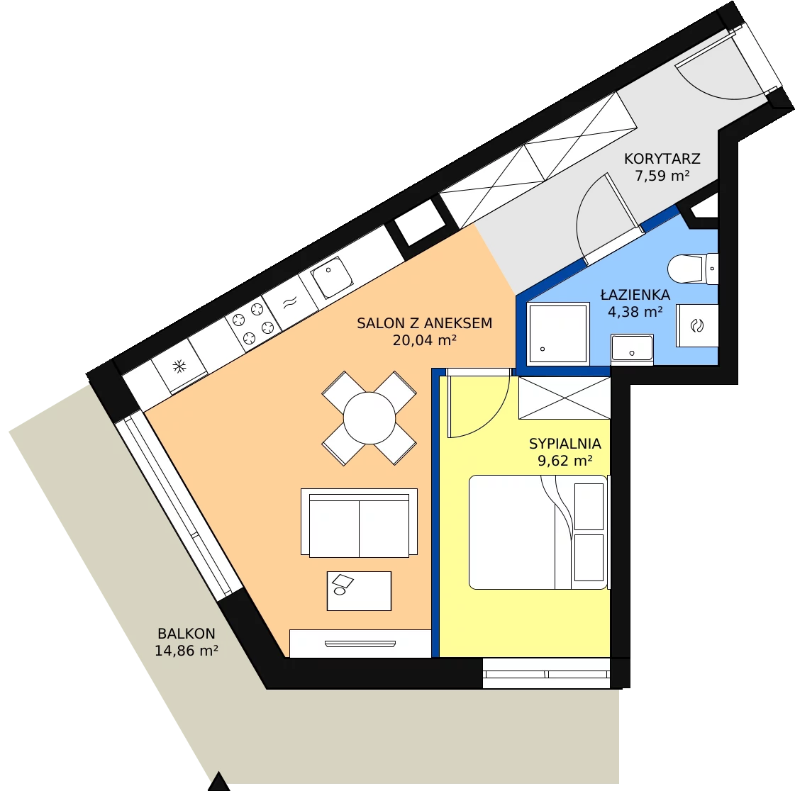 Zalety mieszkania 42.93 m², M044