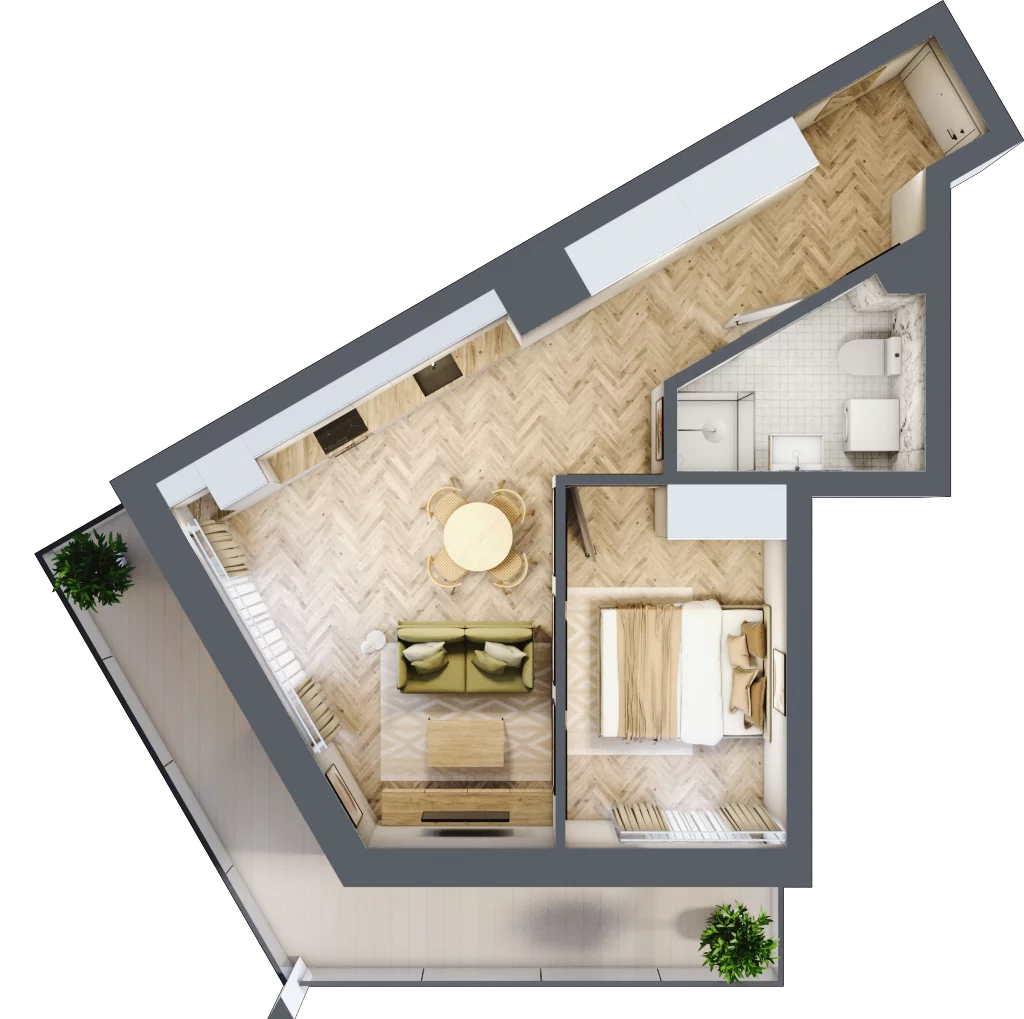 2 pokoje, mieszkanie 42,93 m², piętro 1, oferta nr M044, ULTRADOM, Radom, Gołębiów, ul. Gołębiowska