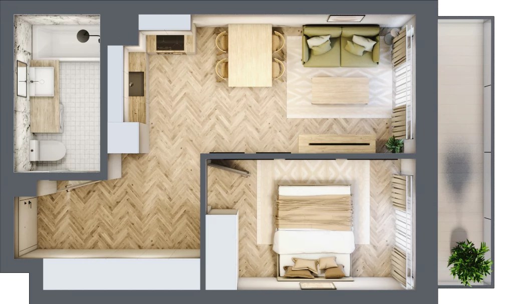 2 pokoje, mieszkanie 40,29 m², piętro 1, oferta nr M049, ULTRADOM, Radom, Gołębiów, ul. Gołębiowska