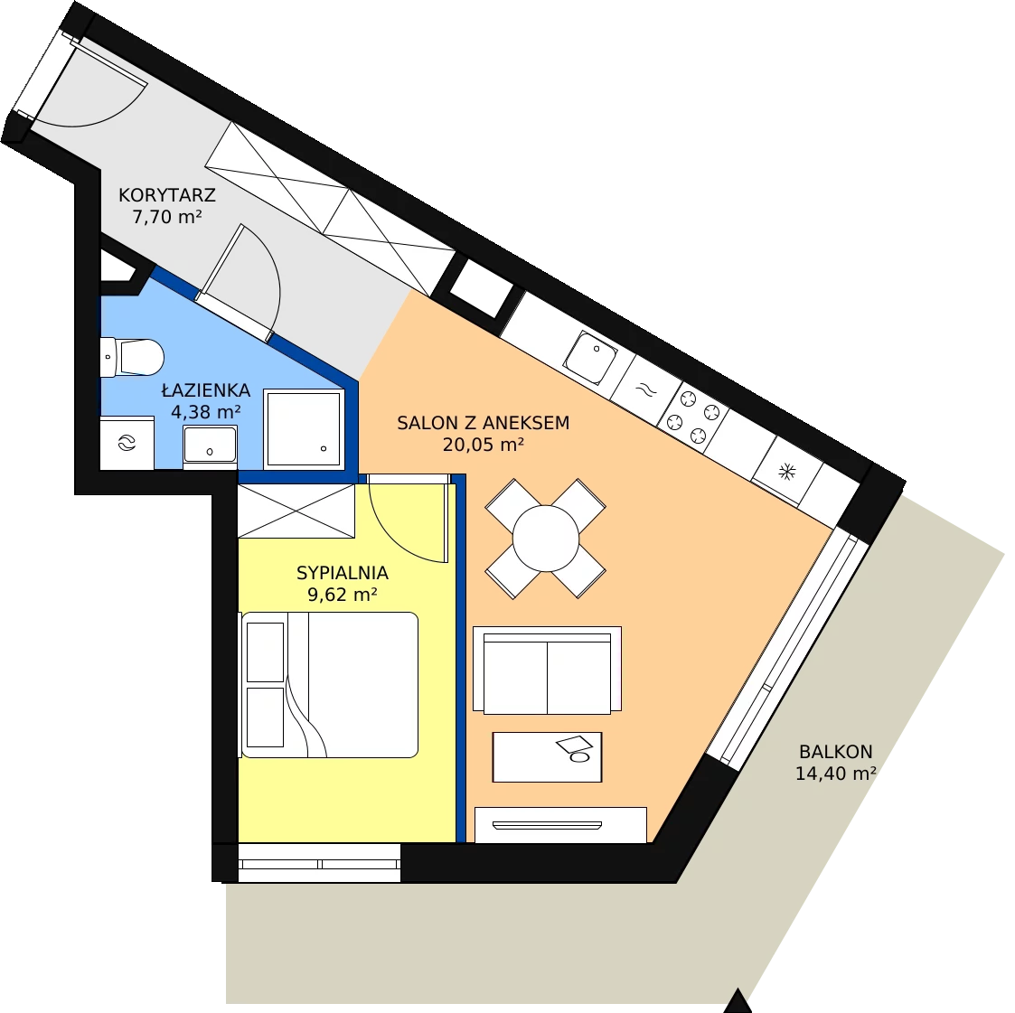 Zalety mieszkania 42.99 m², M052