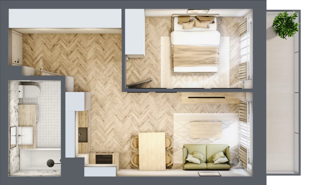 2 pokoje, mieszkanie 40,63 m², piętro 2, oferta nr M058, ULTRADOM, Radom, Gołębiów, ul. Gołębiowska