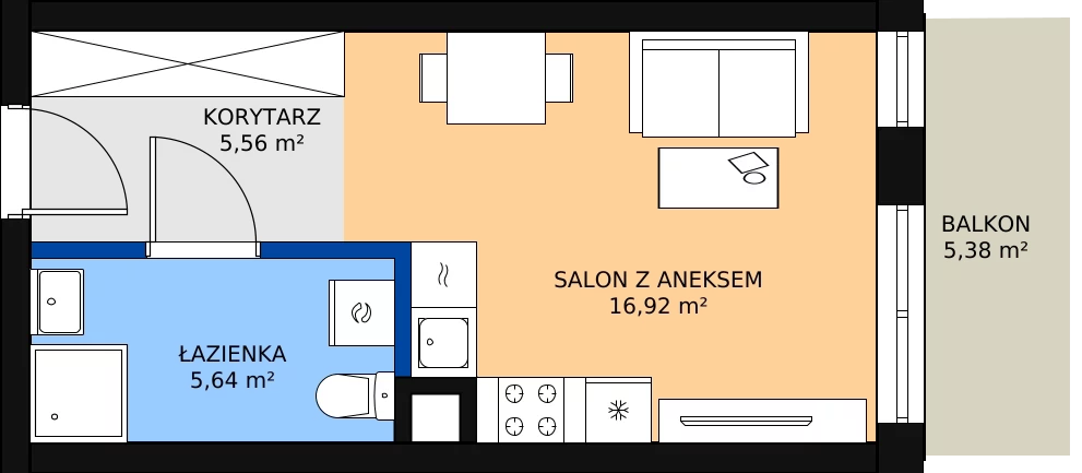 Zalety mieszkania 28.8 m², M059