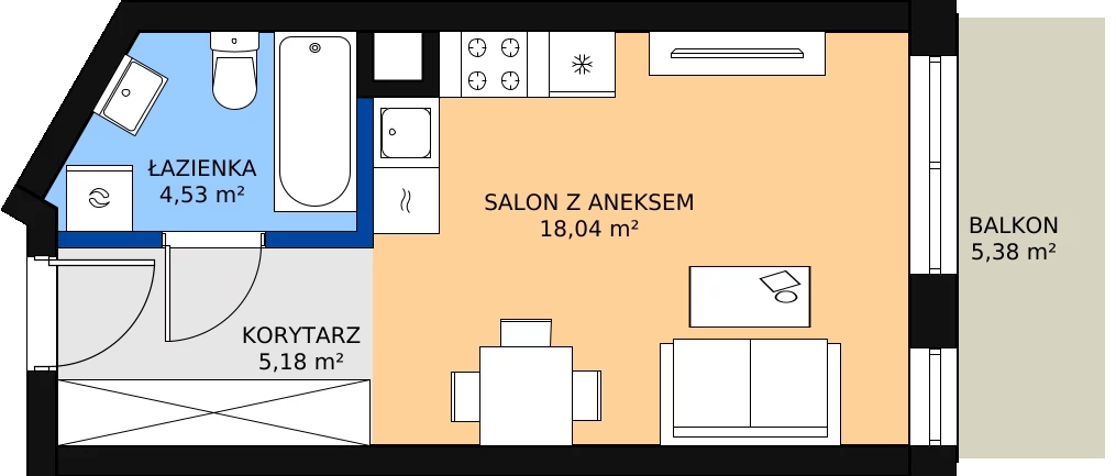 Zalety mieszkania 28.37 m², M060