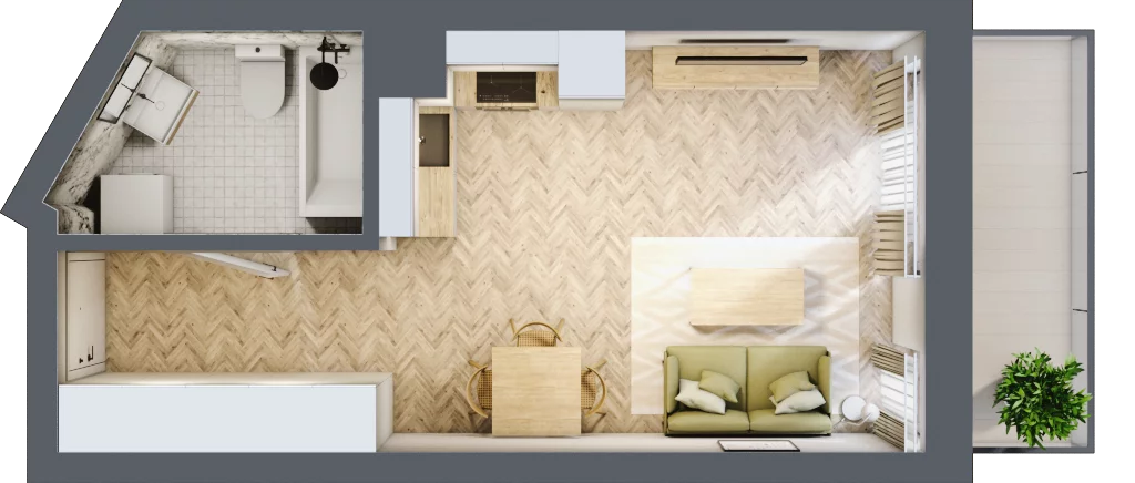 1 pokój, mieszkanie 28,37 m², piętro 2, oferta nr M060, ULTRADOM, Radom, Gołębiów, ul. Gołębiowska