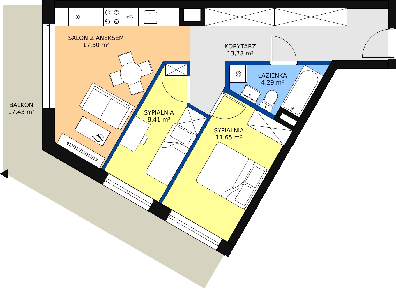 Zalety mieszkania 57.75 m², M062A