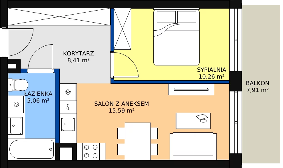Zalety mieszkania 40.63 m², M074