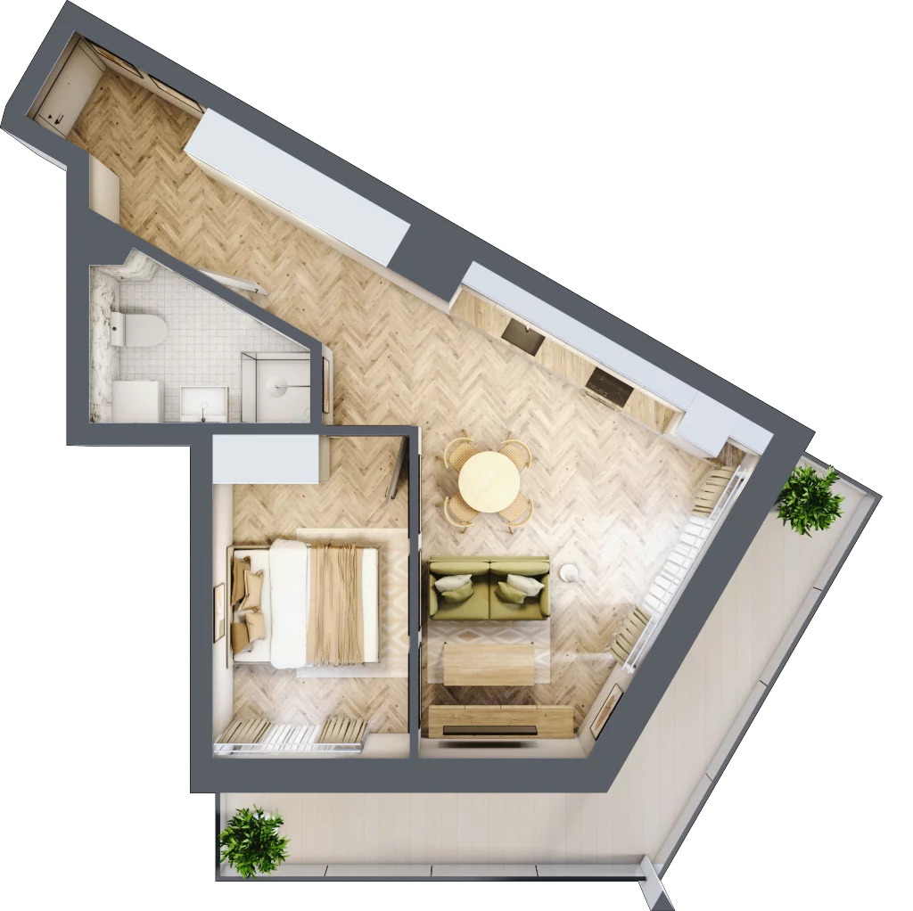 2 pokoje, mieszkanie 42,99 m², piętro 2, oferta nr M079, ULTRADOM, Radom, Gołębiów, ul. Gołębiowska