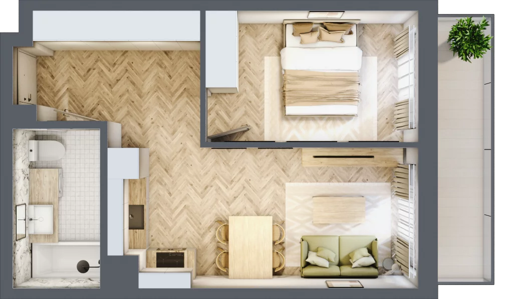 2 pokoje, mieszkanie 41,09 m², piętro 3, oferta nr M083, ULTRADOM, Radom, Gołębiów, ul. Gołębiowska