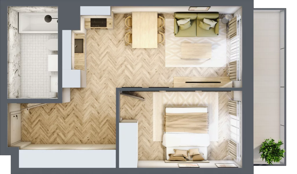 2 pokoje, mieszkanie 41,34 m², piętro 3, oferta nr M084, ULTRADOM, Radom, Gołębiów, ul. Gołębiowska