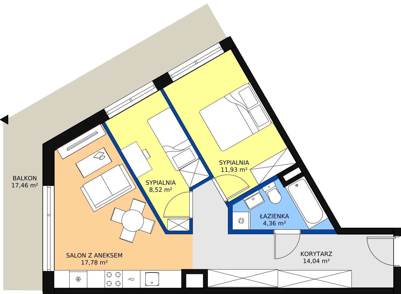 Zalety mieszkania 58.9 m², M088A
