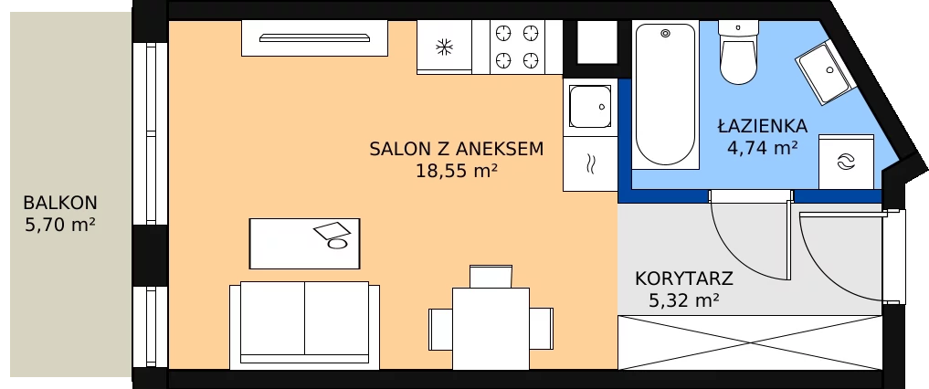 Zalety mieszkania 29.23 m², M090