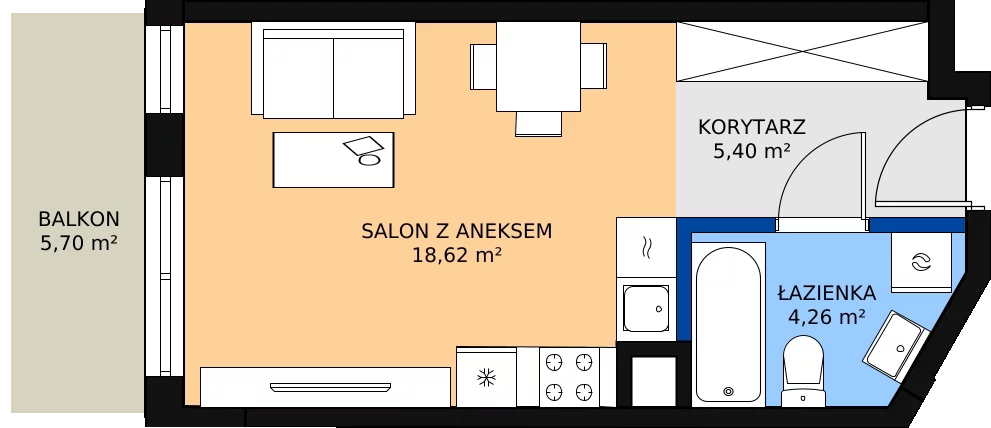 Zalety mieszkania 28.88 m², M096