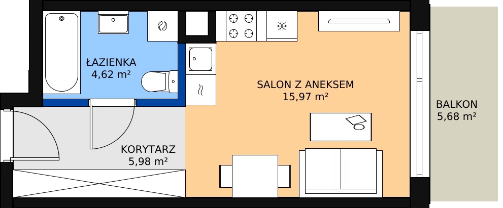 Zalety mieszkania 27.31 m², M102