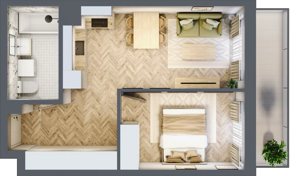 2 pokoje, mieszkanie 41,14 m², piętro 3, oferta nr M103, ULTRADOM, Radom, Gołębiów, ul. Gołębiowska