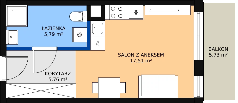Zalety mieszkania 29.75 m², M109
