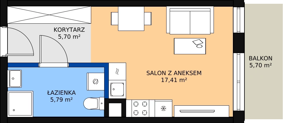 Zalety mieszkania 29.59 m², M113