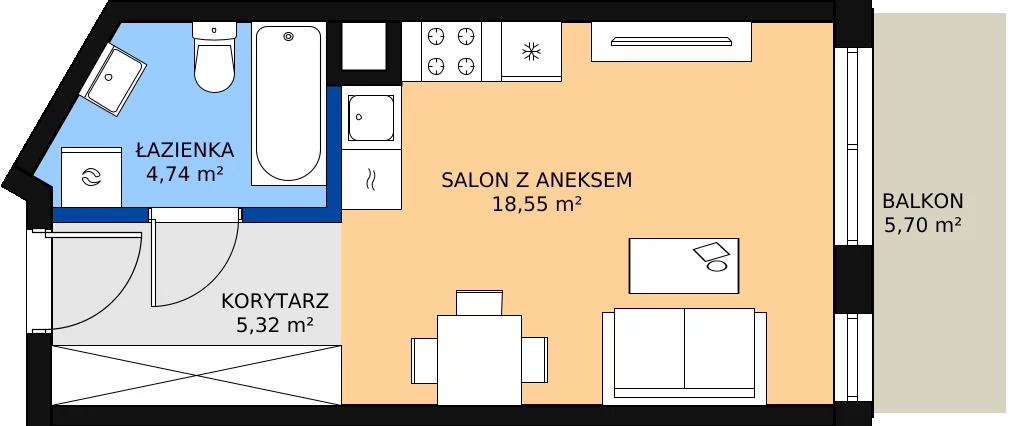 Zalety mieszkania 29.23 m², M114