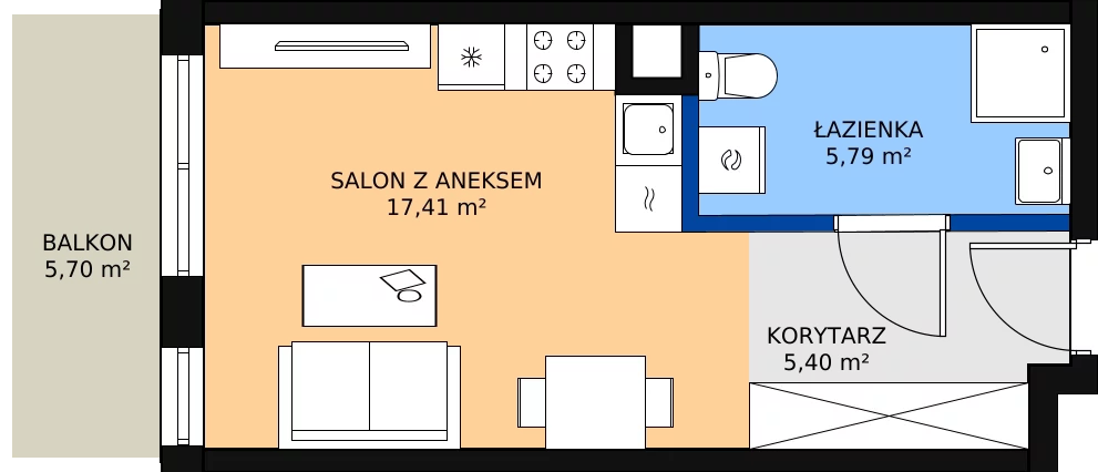 Zalety mieszkania 29.3 m², M122