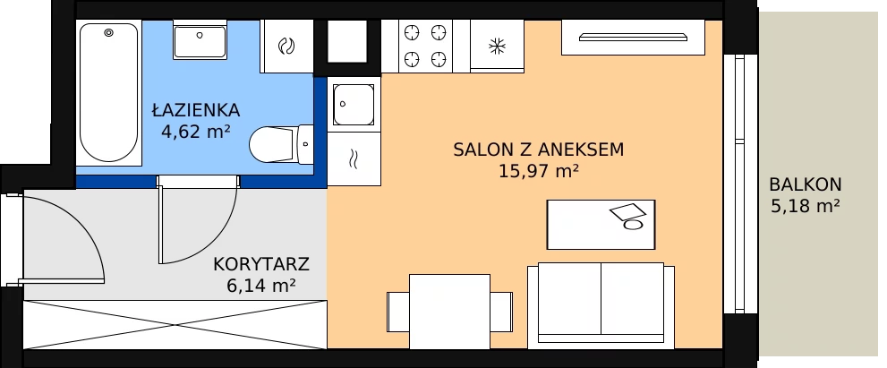 Zalety mieszkania 27.31 m², M129
